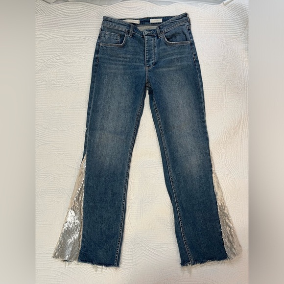 Anthro Pilcro and the Letterpress High-Rise Sequined Flared Jeans - Picture 2 of 9